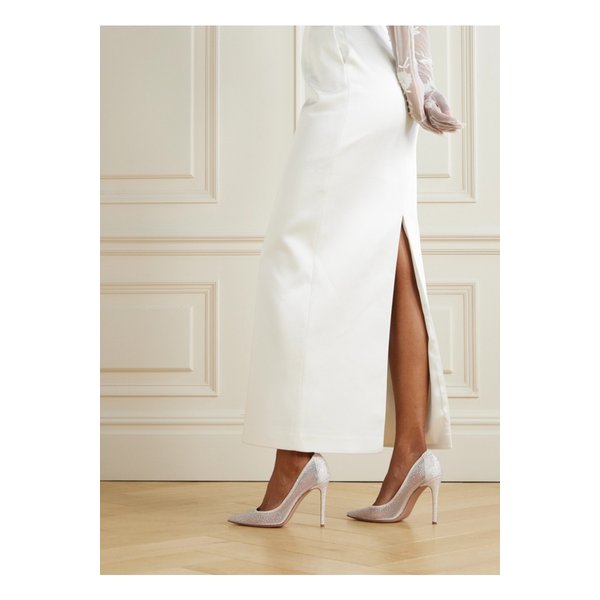 라니아 크리스털 장식 스웨이드 트리밍 오간자 펌프스 85mm 46376663162875998