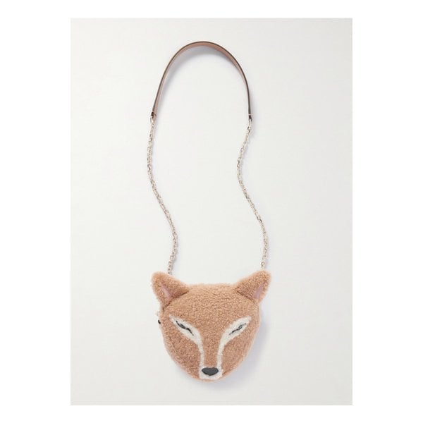 폭스 가죽 트리밍 시어링 숄더 백 탠 브라운 46376663162877559