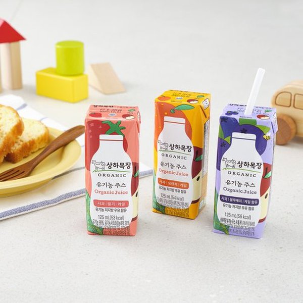 [쓱7클럽]상하목장 유기농 주스 125ml 혼합세트 24팩+컵홀더 증정 (한정 100개)