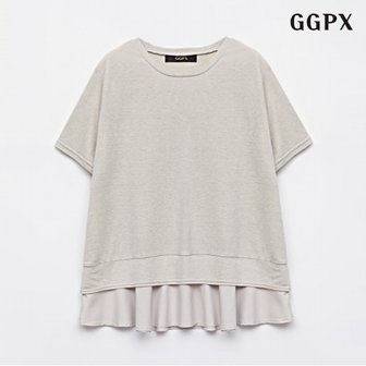 GGPX 정상가:59,000원  데일리 심플 베이직 밑단 프릴 반팔 티셔츠 (GOALW029D)