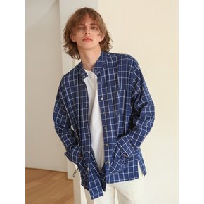 CHECK STRING POCKET SHIRTS JACKET NAVY