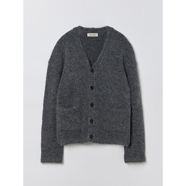 MAN ALPACA HAIRY CARDIGAN DEEP CHARCOAL