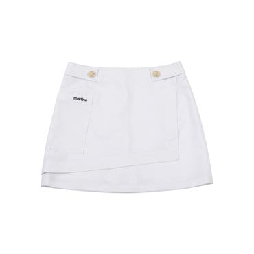MARTINE GOLF [정상가 318000원]여성 금장단추 장식 스커트 화이트 (Q0CQ20131)