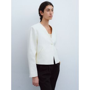 linen crop jacket (cream)