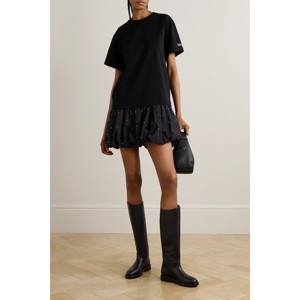 알베르타 코튼 저지 인조 진주 장식 셸 미니 원피스 46376663162969424