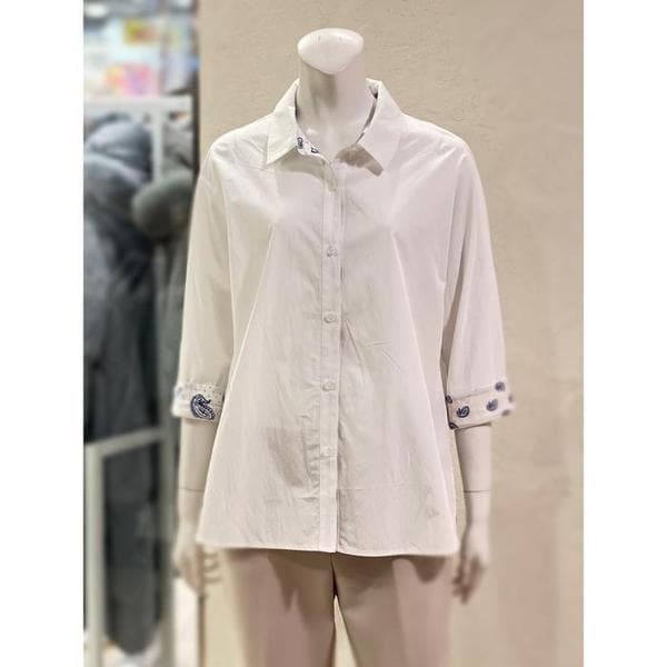 확대된 대표 벨리시앙 세이브존01 페이즐리 배색 코튼 블렌드 블라우스(2color) BL3105(1)