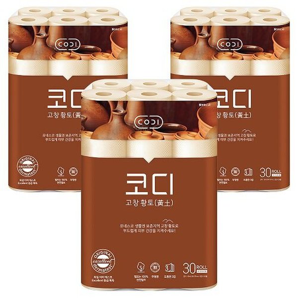 고창황토 화장지 30m*30롤 3팩