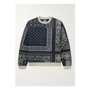 Bandana-Print Cotton-Jersey and Quilted Shell Sweatshirt 블루