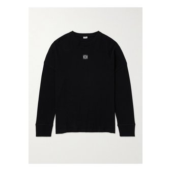 로에베 오버사이즈 로고 자수 골지 코튼 티셔츠 블랙 1647597328741920