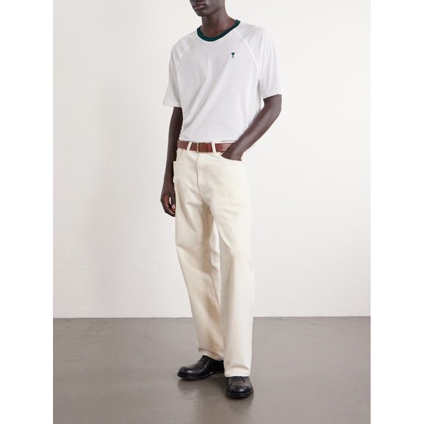 로고 자수 코튼 저지 티셔츠 46376663163015926