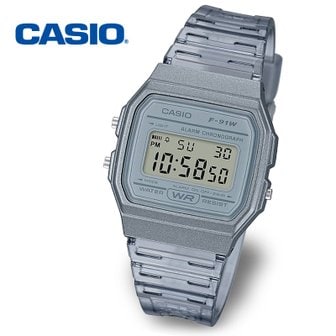 카시오 [정품] CASIO 카시오 투명 클리어 F-91WS-8D 공용 전자 손목시계