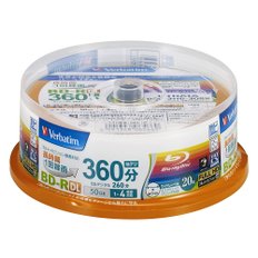 Verbatim BD-R DL 50GB VBR260YP20SV1 바르바템 20 블루레이 디스크 싱글 레코딩용 화이트