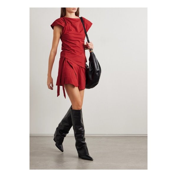 베레니스 어시메트릭 드레이프 코튼 저지 미니 랩 스커트 1647597350563523