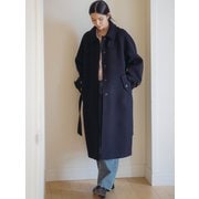 Wool premium maxi raglan coat_Navy