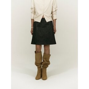 SUEDE PANNEL SKIRT [CHARCOAL]