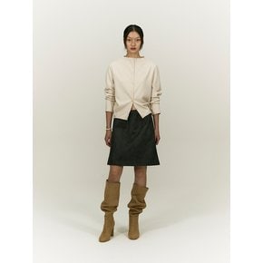 SUEDE PANNEL SKIRT [CHARCOAL]