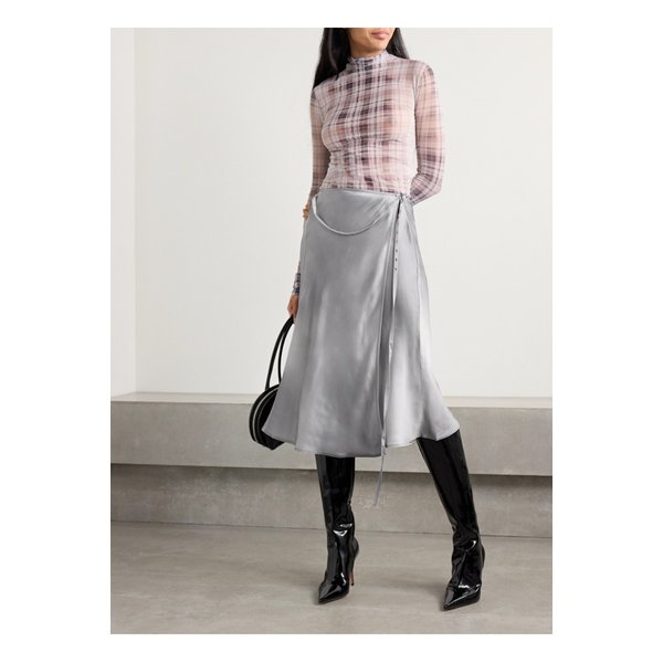 벨티드 새틴 미디 랩 스커트 1647597347034771