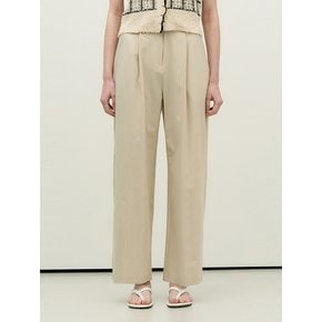 Summer side button high waist slacks - lightbeige