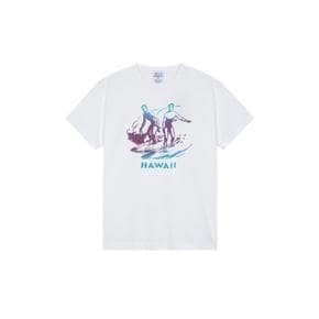 남녀공용 T-HAWAII 반팔티셔츠 화이트 T-HAWAII-WD018