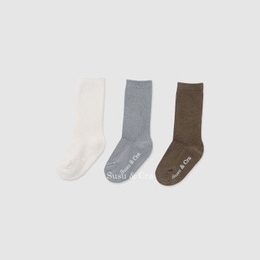 슈슈앤크라 나르바 골지 양말 3set ㅡ 블루set