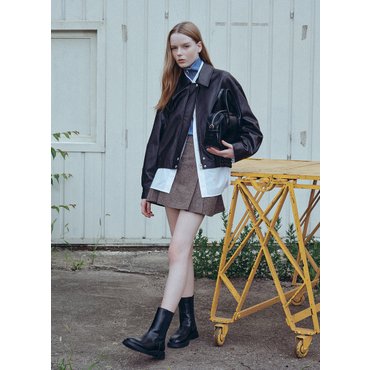 시스티나 페이크 레더 집업 점퍼AWWJPO31010