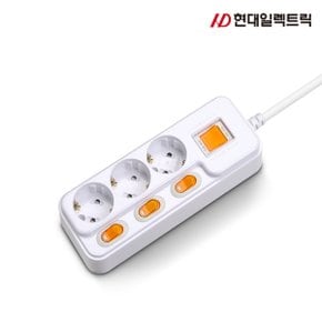 현대일렉트릭 HMP32L 개별과부하차단 16A 3구 멀티탭 (1.5m)