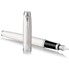 영국 파카 만년필 Parker IM Fountain Pen White Lacquer Fine Nib with Blue Ink Refill Gift B