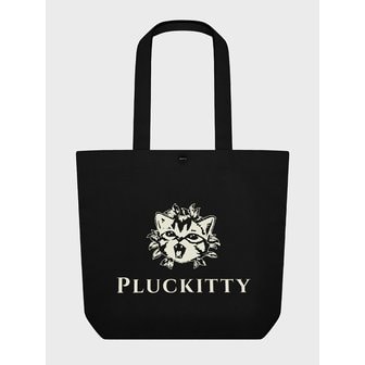 플러키티 Newborn kitten print canvas tote bag Black