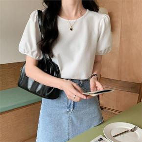 ONM 볼륨퍼프 데일리 베이직 러블리 여름 반팔티 블라우스 (S9014375)