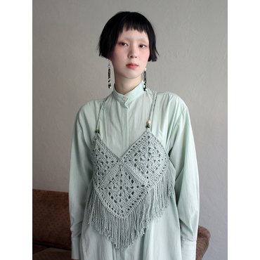 루바티 Handmade Crochet Tassel Vest (MINT)