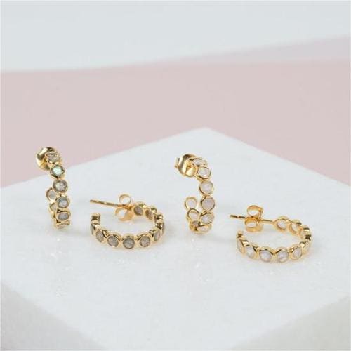 아우리 주얼리 이어링 E1406 Ortigia Labradorite & Gold Vermeil Hoop Earrings