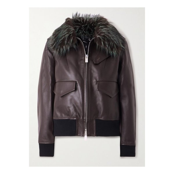 컨버터블 플러시 트리밍 패딩 가죽 재킷 브라운 46376663162908274