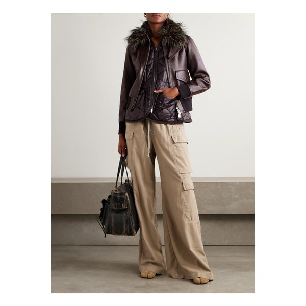 컨버터블 플러시 트리밍 패딩 가죽 재킷 브라운 46376663162908274