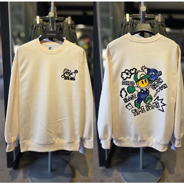 [시흥점] 자수 봄버 세미오버핏 맨투맨(남여공용)/JFET22806CR