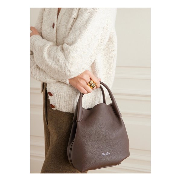 베일 캔버스 트리밍 텍스처 가죽 토트 다크 브라운 1647597342221081