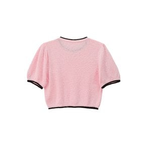 Ribbon Point Knit Top_ Pink