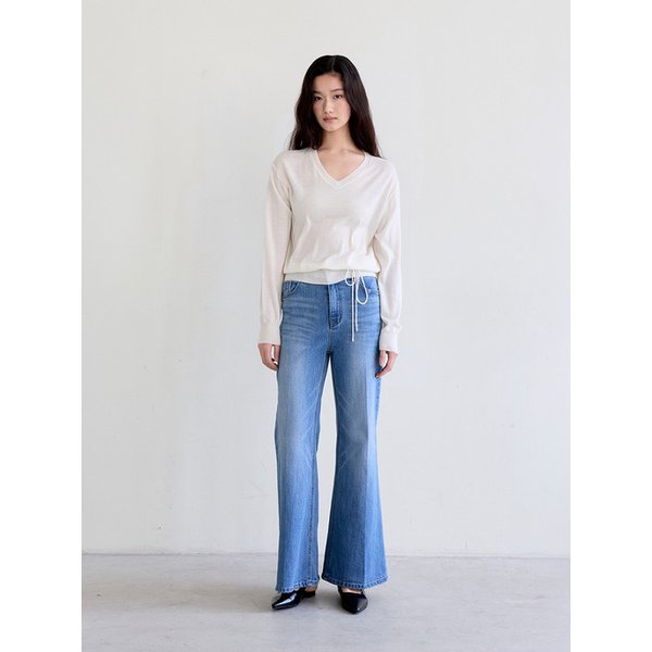 Strap Detail V-Neck Knit Top (Ivory)