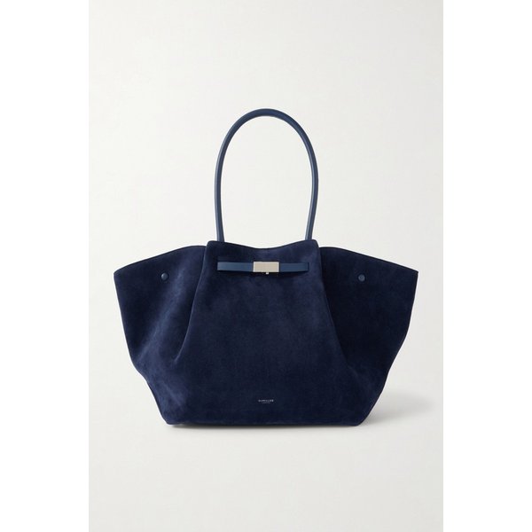 드멜리어 뉴욕 라지 가죽 트리밍 스웨이드 토트백 46376663162972695