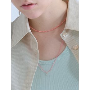 두줄 천연산호 목걸이 오렌지 0004
