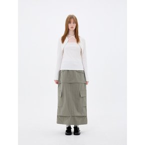 DOUBLE CUT CAGO SKIRT / KHAKI