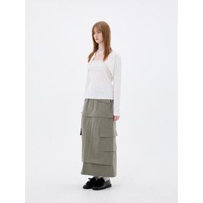 DOUBLE CUT CAGO SKIRT / KHAKI