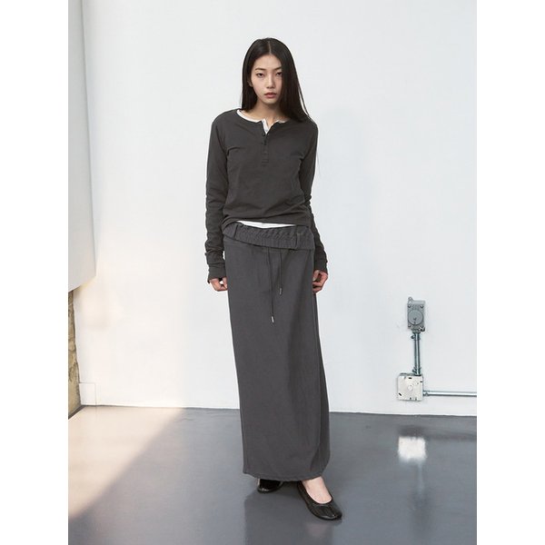 폴딩 테리 롱 스커트 [charcoal]
