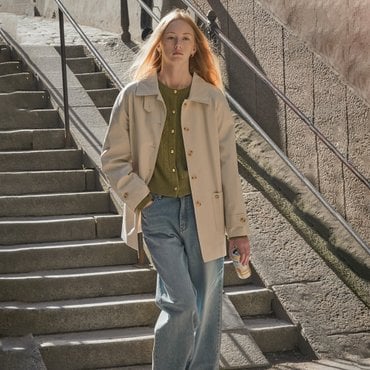 노운베러 Hanover raglan half trench coat_Light beige