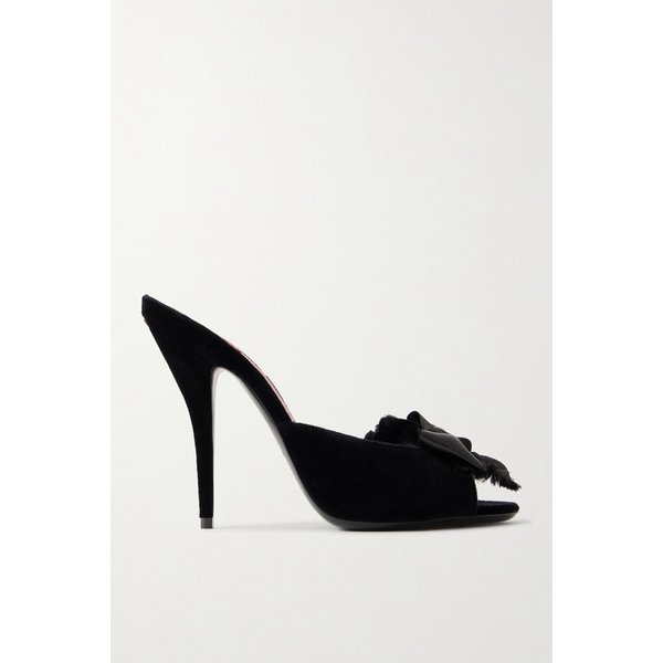 마리 보우 장식 새틴 트리밍 벨벳 뮬 46376663163044509