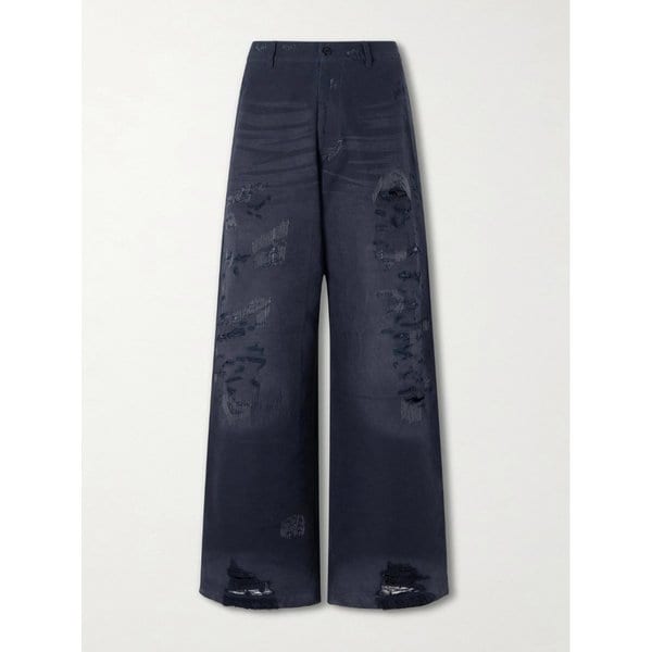 스트레이트 레그 디스트레스드 코튼 팬츠 46376663162969996