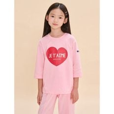 [BEANPOLE KIDS] PARIS 아트웍 7부 티셔츠  라이트 핑크 (BI4741U08Y)