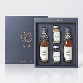 [대현상회] Premium 국산 참기름 들기름 선물세트 (참기름350ml,들기름350ml,볶은검은깨,80g,볶은참깨 80g) (선물상자포장)