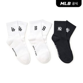 [엠엘비코리아공식] 데일리 스몰로고 중목양말 3족세트 MLB (Black)