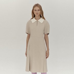 Knit Collar Volume Dress_L/BEIGE