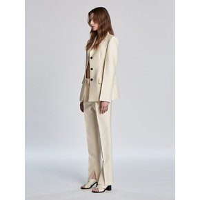 SINGLE BREASTED SILK JACKET (CREAM)